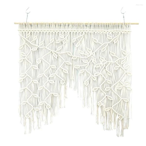 Figurines décoratines rideaux de fenêtre tissés à la main Mur de feuille de feuille suspendue macrame rideau de porte adapté aux cuisines