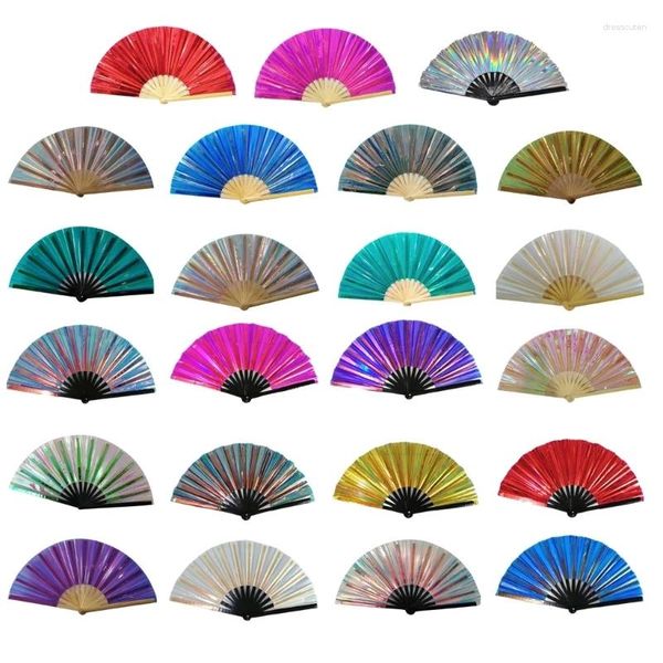 Figuras decorativas Handheld Taichi Fan chino Kung-Fu Plegable Fanking PVC Bamboo Hand vintage para la fiesta de baile de boda Pogografía