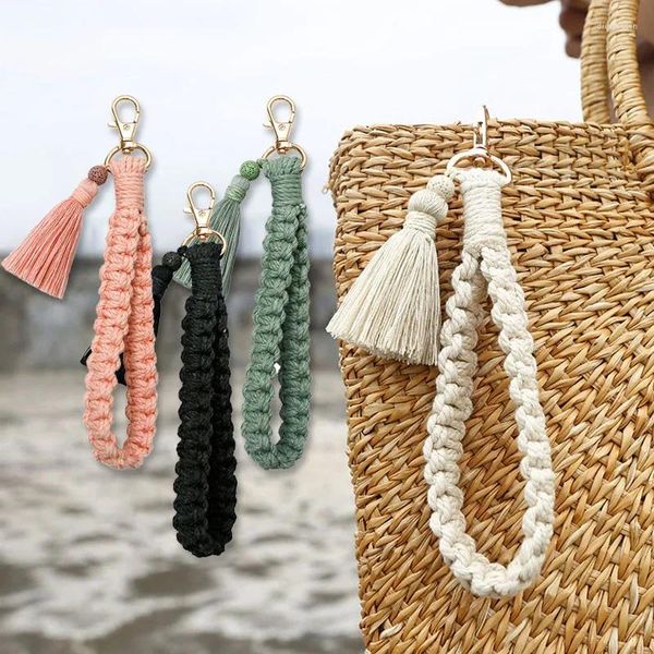 Figurines décoratifs faits à main le bracelet à la main Keychain Bohemian Pastoral Retro Retro Style Tassel Tassel Mobile Phone Mobile Phone Badge Carte