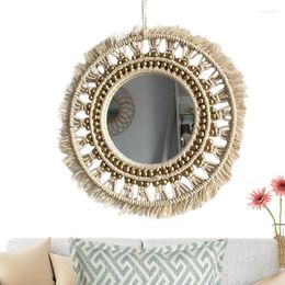 Decoratieve beeldjes hangende cirkel spiegel macrame muur decor ronde modern voor ingangen wasruimtes woonkamers