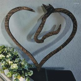 Figurines décoratives suspendues, amour cheval cœur, mur en bois, décoration de maison, Sculpture de signe pour mariage