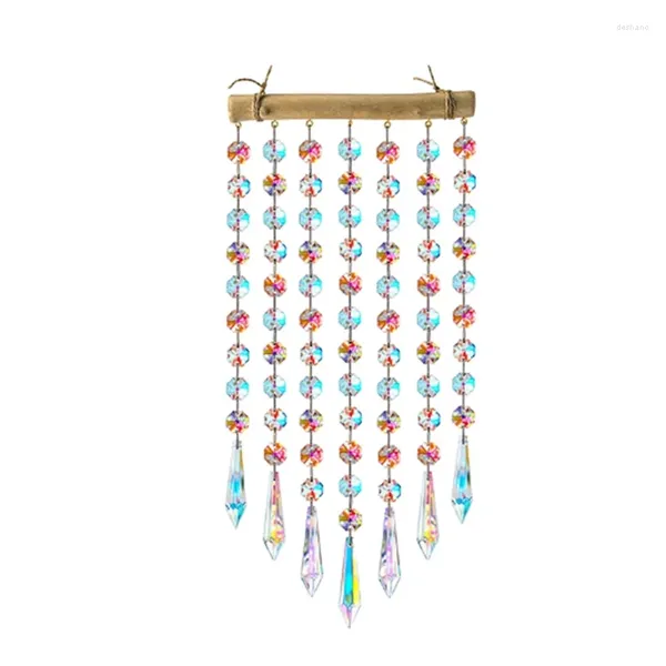 Figuras decorativas Ventana colgante fabricante de arco iris cristal de cristal móvil campanas de viento de viento de la pared del hogar regalo de decoración del arte