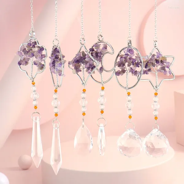 Figurines décoratives coeur étoile lune Amethyst mural fenêtre murale