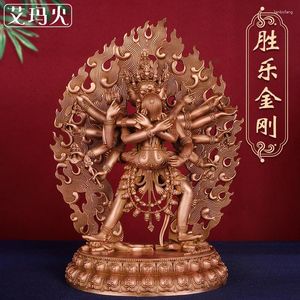 Figurines décoratives Heruka Chakrasamwara avec yogini Red Bronze Statue 27cm Hauteur Tibetan Tantric Offrande Ornements Bouddha