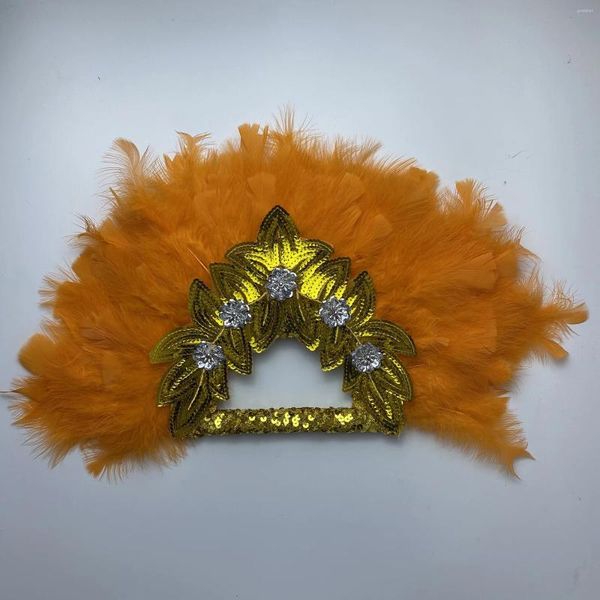 Figuras decorativas de alta calidad Big Tamaño Evantaille Mariage Africa Feather Fan Damas Boda para novia Nigeriana Handfan