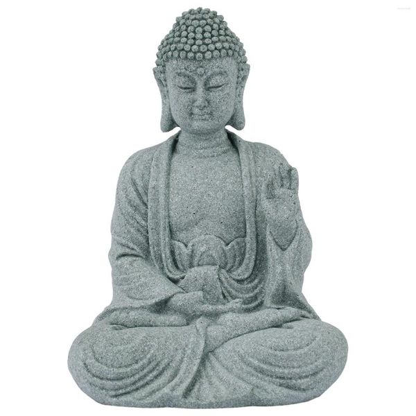 Figurines décoratives de bouddha assis de haute qualité, ornement de jardin en résine, pierre de grès, effet Zen pour la maison