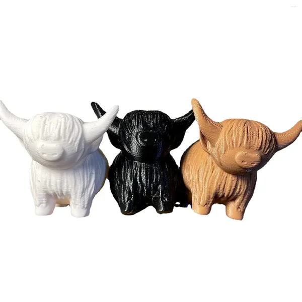 Figuras decorativas Highlands Vaca Mini Escultura Estatuilla Regalos Adorno Decoración del Hogar Centros de Escritorio Decoraciones de Escritorio Juguete Kawaii