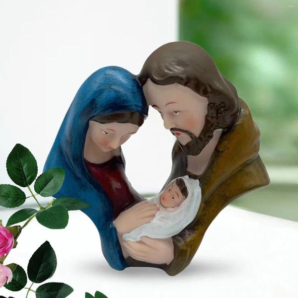 Figurines décoratives Sainte Famille Nativité Figurine Religiement Statue Table