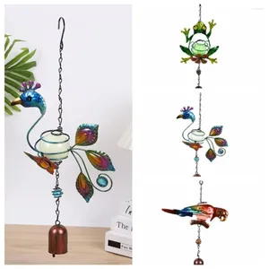 Figurines décoratines Décor de maison pour jardin cadeau d'anniversaire cadeau brillant grenouilles cloches perroquet pendant paon carillon en métal artisanat