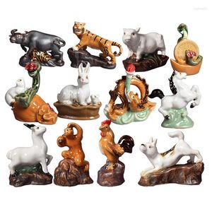 Figurines décoratives décoration de maison artisanat miniatures céramiques chinois zodiac animaux bononsaï rockery accessoires aquarium décore