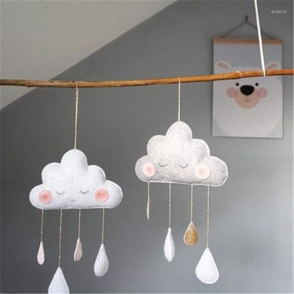 Figurines décoratives décoration de la maison nordique enfants tente nuage feutre goutte de pluie pendentif enfants chambre mariage décor sourires accessoires de photographie