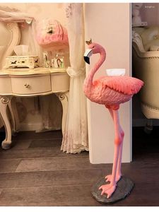 Decoratieve beeldjes Home Ornamenten Flamingo Hars Tissue Box Standbeeld Nordic Creativiteit Woonkamer Interieur Decor Sculpturen Toiletvloer