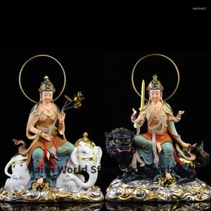 Figurines décoratives Accueil Sanctuaire Protection Efficace Asie du Sud-Est Plaqué Or Le Bodhisattva Samantabhadra Manjusri Bouddha FENG SHUI