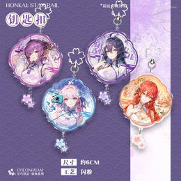 Figurines décoratives Honkai Star Rail Anime périphérique Kafka 7 mars Himeko Seele support en acrylique porte-clés pendentif Double badge clignotant