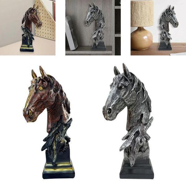 Figurines décoratives Tête de Cheval Statue Art Moderne Collection de Figurines Sculpture Animale Ornement de Bureau pour étagère Chambre Salon Maison