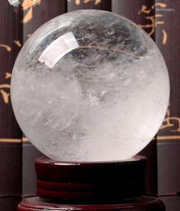 Figurines décoratives énorme 90mm boule de cristal de Quartz clair naturel sphère Reiki guérison pour la décoration de la maison