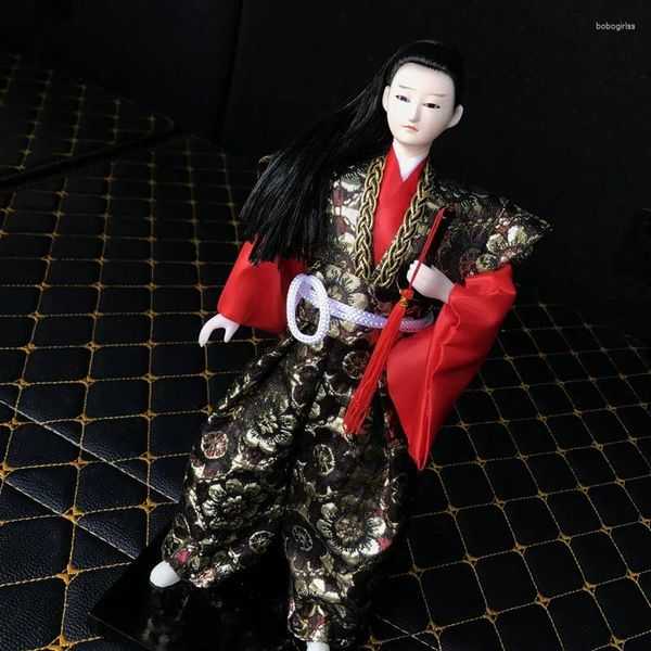 Figuras decorativas Doll Human Samurai Samurai Silk Man Ninja Modelo Craft Ornaments para Kimono Home Cooking Shop Decoración