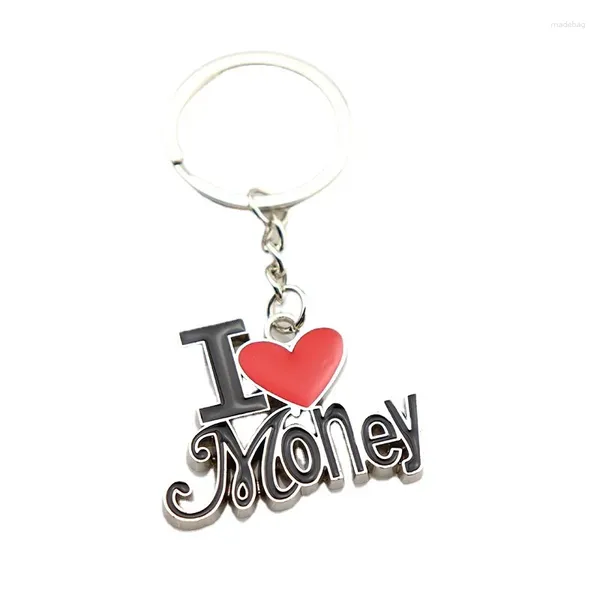 Figuras decorativas Ilovemoney Amo el dinero Dibujos animados creativos Esmalte de metal Llavero epoxi Colgante Personalidad excéntrica Pequeño regalo