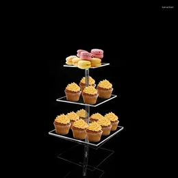 Figurines décoratives IMUWEN Acrylique Gâteau Stand Doux De Luxe Plaque Fruits Noix Plateau Clair Chargeur Plaques Pour La Maison De Mariage Table Decora