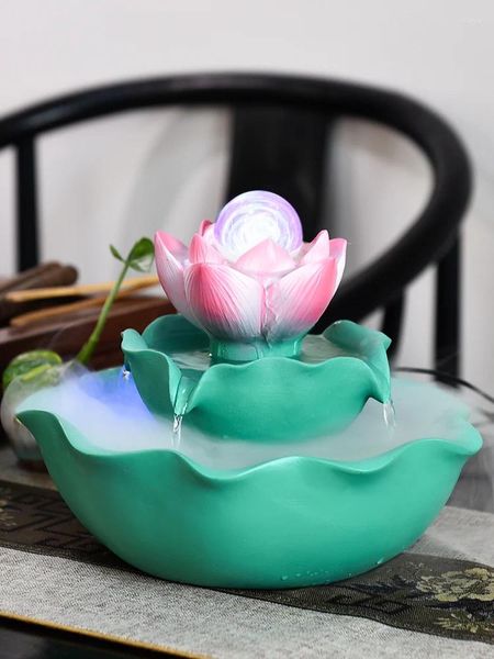 Figurines décoratines intérieurs lotus fengsui roue zhaocai rockery water boutsai fontaine ornements Fengshengshii tournent dribble