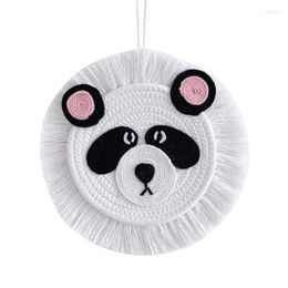 Decoratieve beeldjes Ins Boho Handgemaakte geweven panda Wall Decor Macrame Hangend ornament rond Noordse huizendecoratie voor woonkamer