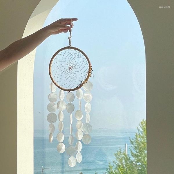 Figuras decorativas INS Estilo coreano Concha natural Atrapasueños Campanas de viento Tapices de pared simples y minimalistas Accesorios suaves para alojamiento en familia