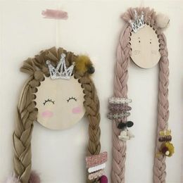 Decoratieve beeldjes Ins Noordse wand ornamenten Braid Doll Baby Hair Clips Holder PRINESE GIRLEN HAARPIN HAARBAND OPSLAG PERHENHEIDS SIERADE