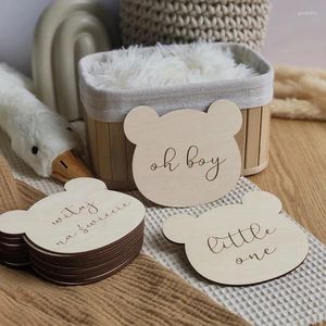 Decoratieve Beeldjes INS Nordic Houten Beer Muur Ornamenten Kinderkamer Decoratie Hout Ambachten Geschenken Brief Meisje Jongen Baby Shower Party decor Po