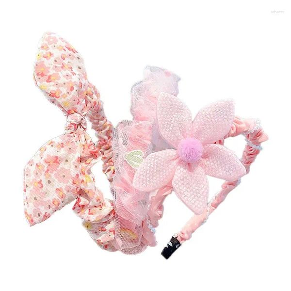 Figurines décoratives Célébrité d'Internet Bandeau en tissu pour fille mignonne Oreilles de fleurs pour enfants Épingle à cheveux princesse gazeuse florale Antidérapant