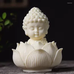 Decoratieve beeldjes ivoor fruit baby boeddha lotus basen shakyamuni handle q versie tathagata carving home decoratie