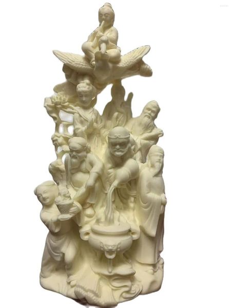 Figurines décoratives Fruit ivoire huit immortels traversent la décoration de la mer Fortune Feng Feng Shui Crafts Figure Dieu