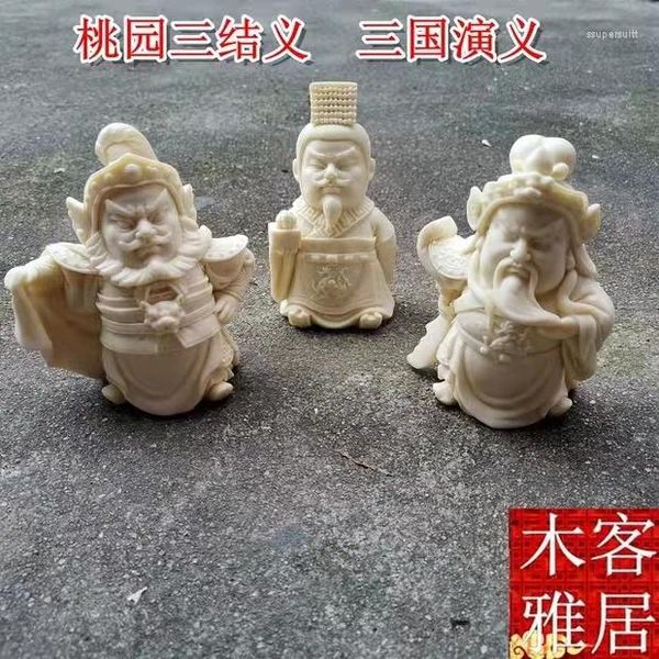 Figurines décoratives ivoire fruit liu bei guan yu zhang fei taoyuan trois nœuds justice guangong figures petites décorations dans la voiture