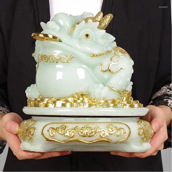Figurines décoratives en pierre de Jade, richesse, crapaud doré, Pot au trésor, décoration à trois pattes, bureau, ouverture de magasin, réinstallation, cadeaux de résidence