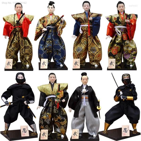 Figurines décoratives japonais ninja samurai poupées modèles famille ornement room placement festif cadeau pour garçons résine poupée humanoïde