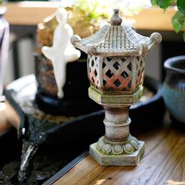 Decoratieve beeldjes Japanse stijl Courtyard Resin lamp kunstmatige steen zonne lantaarn decoratie zen landschapsarchitectuur licht voor villa tuin a