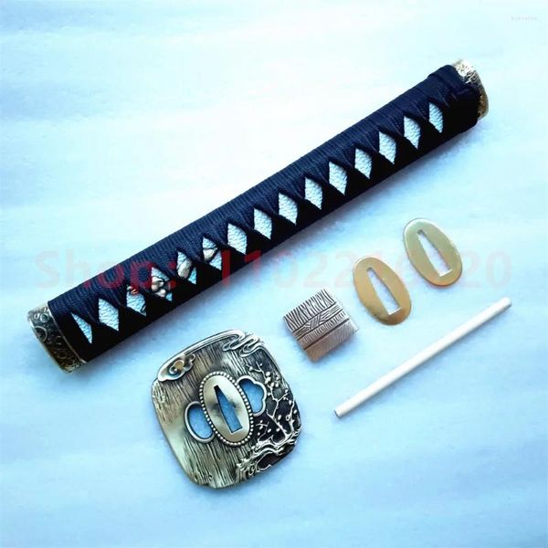 Figuras decorativas Piezas de espada japonesa Tsuka Mango de latón Tsuba Guardia Guardia Fuchi Kashira Menuki Habaki Seppa Japón Samurai Katana