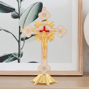Figurines décoratives Jésus Crucifix Statue Sculpture religieuse Figurine de croix à collectionner table