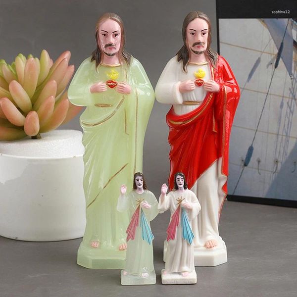 Figurines décoratives Jésus prêtre religieux statue figurine lumineuse catholique chrétien souvenirs cadeaux