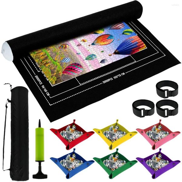 Tapis de puzzle en forme de figurines décoratives, rouleau de puzzle avec fond antidérapant et ligne auxiliaire, coussin en feutre de grande capacité pour le rangement des scies sauteuses