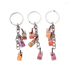 Decoratieve beeldjes Sapfles Sleutelhanger Koreaanse Mini Emulational Fruit Drank Hanger Creatieve Tas Cadeau