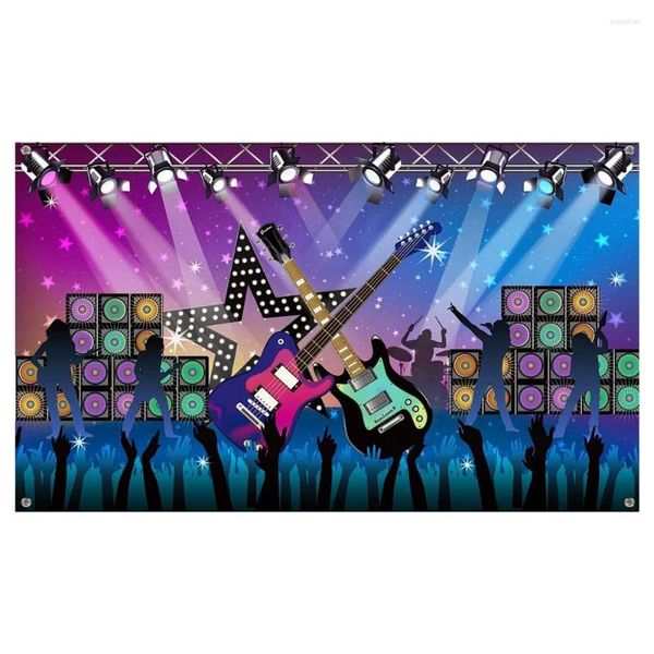 Figurines décoratines Décorations de fête de karaoké fournit une bannière de toile de fond de vacances en tissu rock star pour n roll