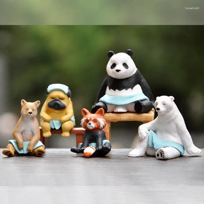 Dekoratif figürinler kawaii aksesuarları sauna hayvanları kırmızı panda dev shiba inu kutup ayı pug hediye süslemeleri çocuklar ve sınıf arkadaşları