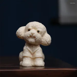 Figurines décoratives Sculptures kawaii et chair en peluche ivoire chien miniature décorations de bureau accessoires de bureau