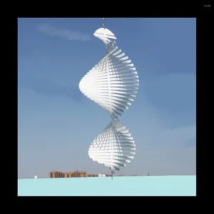 Decoratieve beeldjes Kinetische blanco sublimatie windspinner 3D spiraal windchime gong sculptuur hangend buiten binnen tuin decor 10X25cm