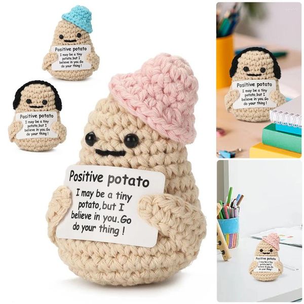 Figuras decorativas Glow de juguete de papa tejido en muñecas de crochet inspiradoras oscuras con tarjeta Regalos de cumpleaños creativos para amigos