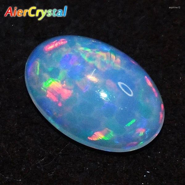 Figurines décoratifs laboratoire créé Opal Gemstone OVAL OVAL EGG FAME 7x9 mm Bleu Fire Couleur à plat Perles de cabochon Stone pour les bijoux en anneau