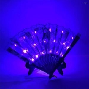 Decoratieve beeldjes kanten vouwventilator met LED -lichte hand elegante ventilatoren lichten voor kostuumparty's cosplay