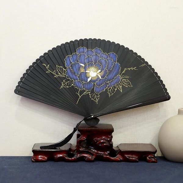 Figurines décoratives Laoxinmen été sculpté Antique ventilateur pliant classique Style chinois femmes Mini-Portable petit
