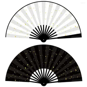 Figurines décoratives grandes ventilateurs de pliage de soie chinoise pour costume de danse peintures de bricolage calligraphie haut de gamme en bambou noir