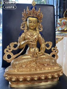 Decoratieve beeldjes groot # Hoge kwaliteit Boeddhisme Tibet Tempel Vergulden Guru Vajrasattva Boeddha Koperen Standbeeld THUIS Familie Effectief